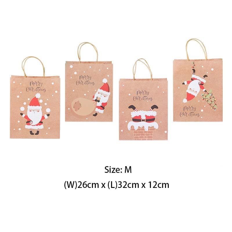 48pcs Medium Christmas Paper Carry Bags Santa Pattern 260x320x120mm