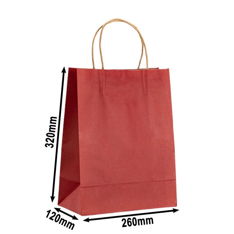 50pcs Medium Red Paper Carry Bags 260x320mm