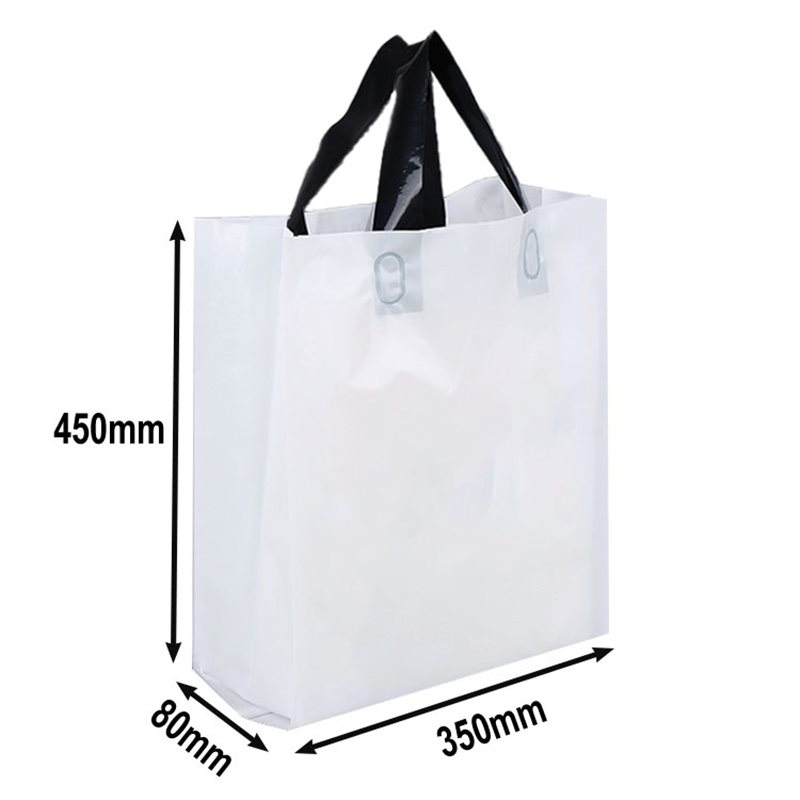 100pcs White Soft Plastic Loop Handle Shopping Bags 350x450mm