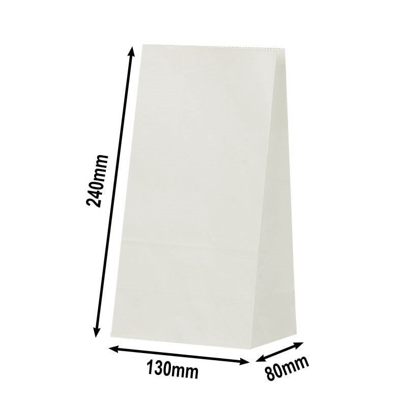100pcs Medium White Paper Gift Bags No Handles 130x240x80mm