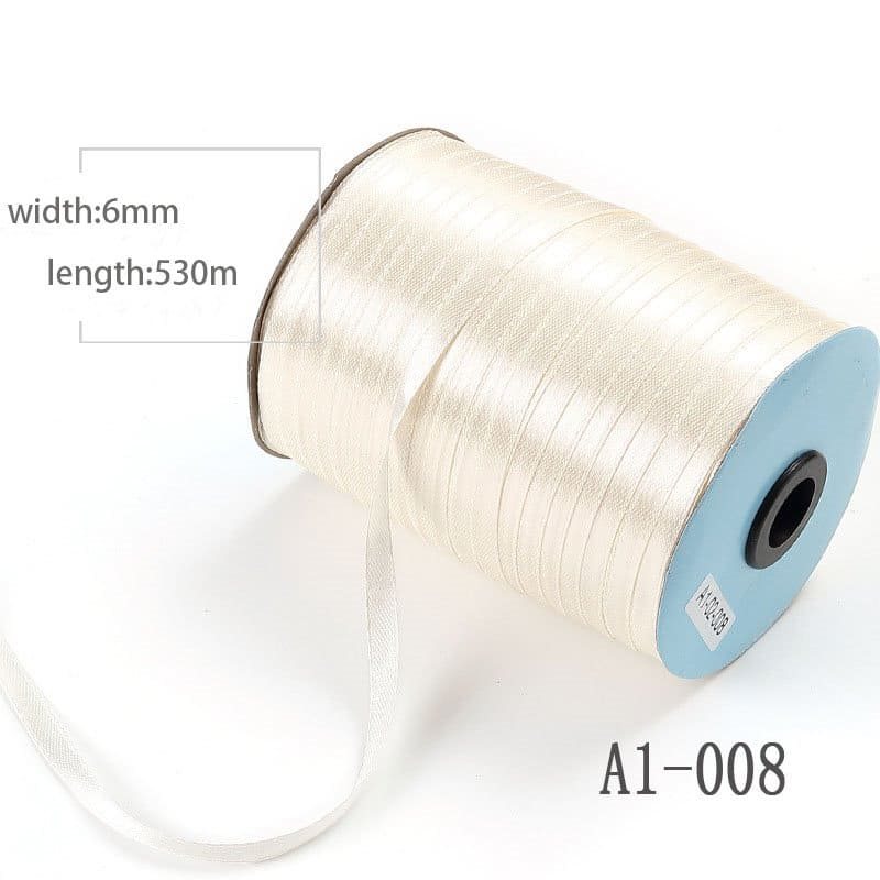 6mmx530M Off White Single Sided Satin Ribbon
