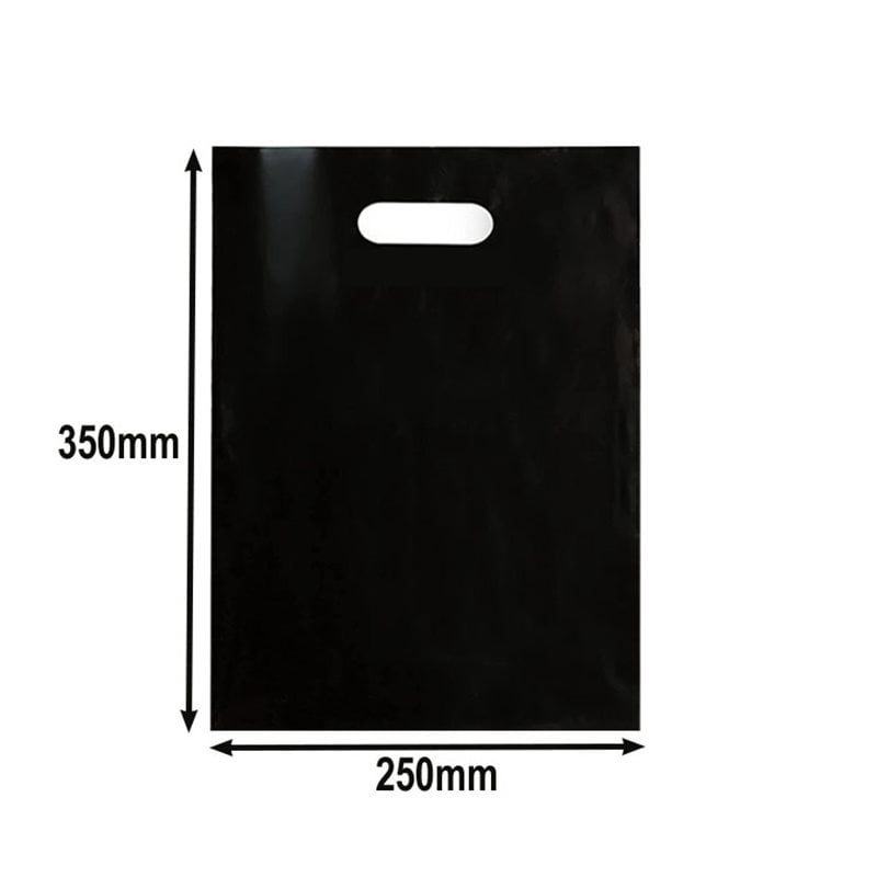 Medium Plastic Carry Bags 250x350mm Black - 100pcs sku image