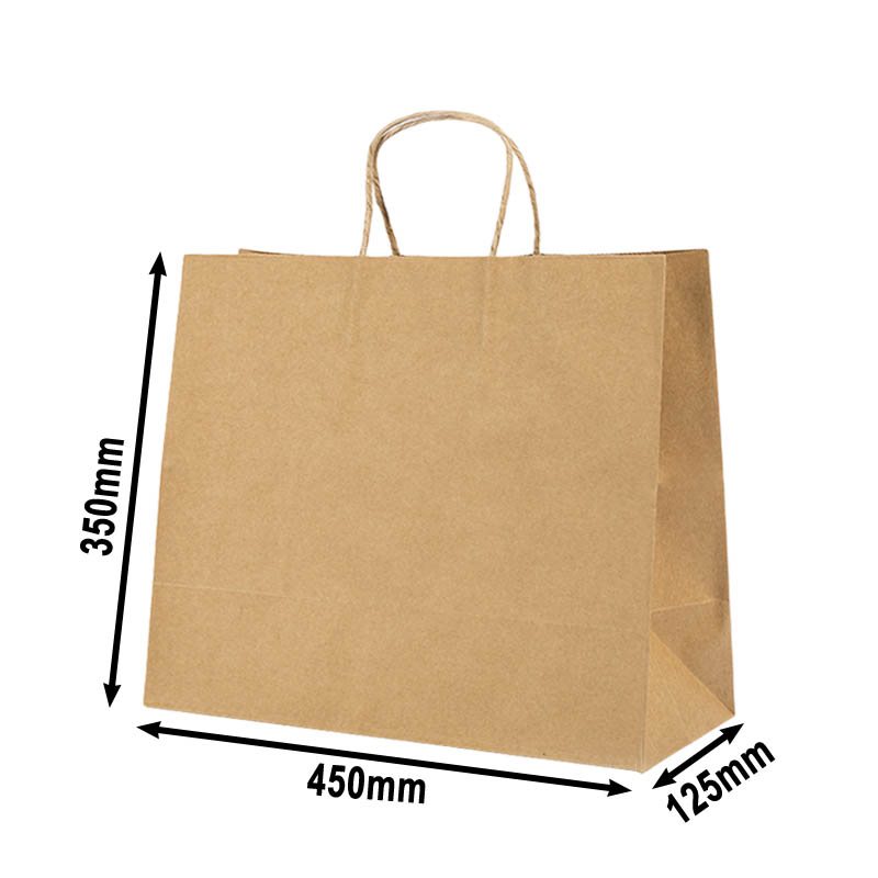 50pcs Large Brown Paper Carry Bags 450x350mm