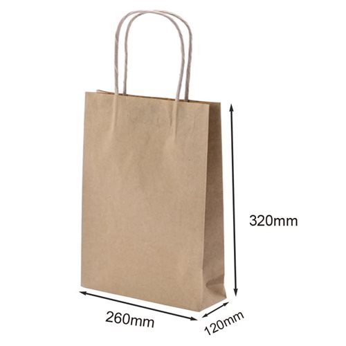50pcs Brown Paper Carry Bags A4 Size 260x320mm
