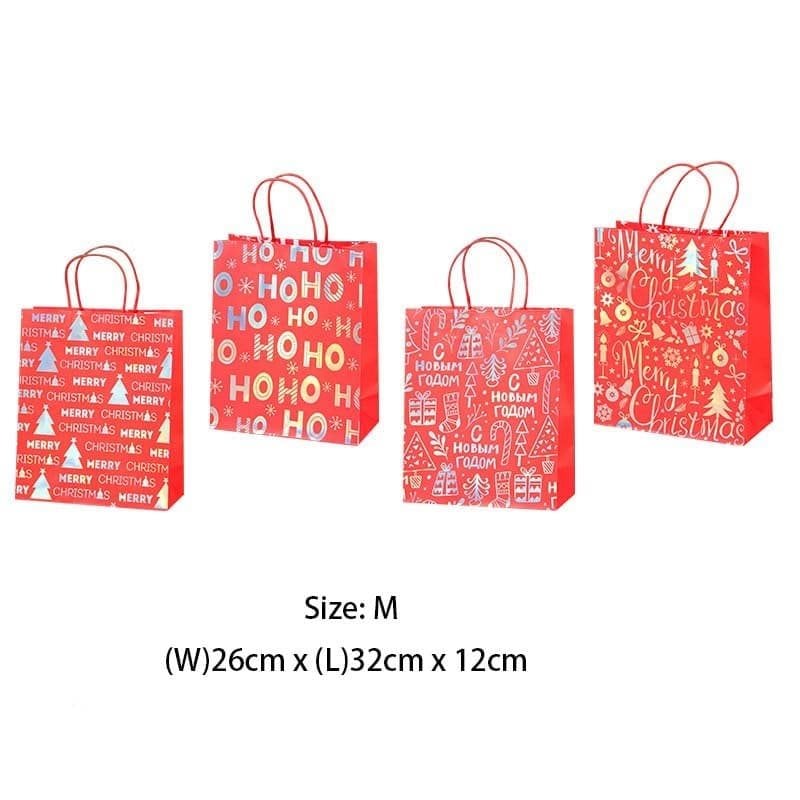 Medium Christmas Paper Goodie Bags with Handles​ 260x320x120mm - 48pcs sku image