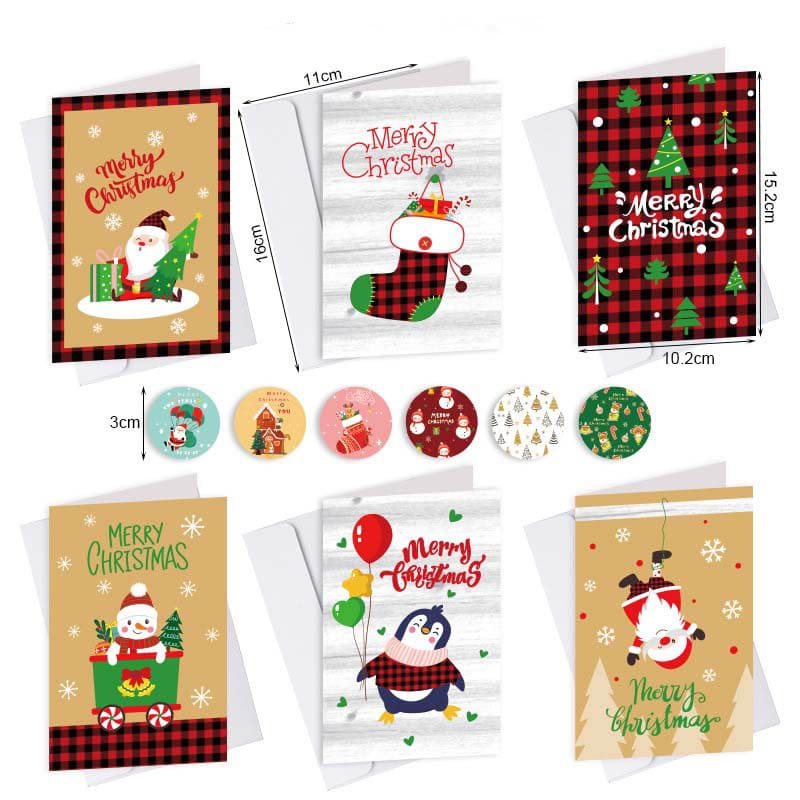 6pcs Mixed Patterns Christmas Greeting Cards 102x152mm