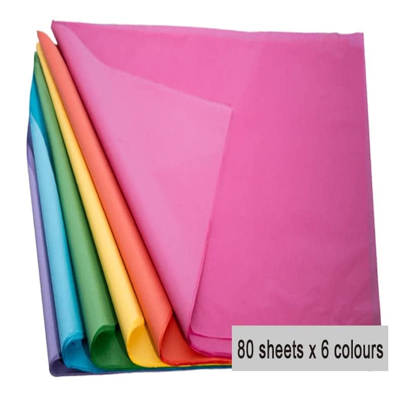 Rainbow Mix Tissue Paper 750x500mm - 480 Sheets IMG