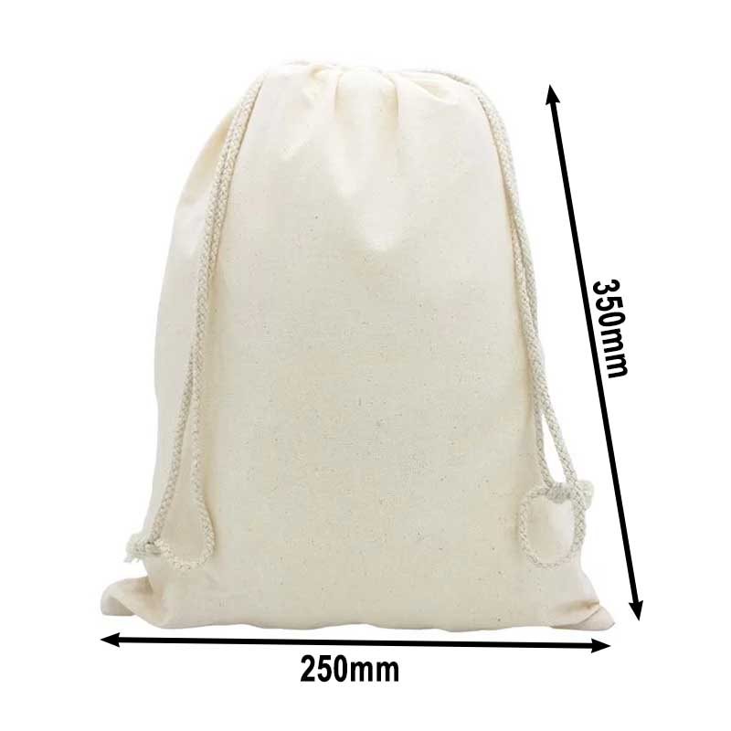 Medium Calico Drawstring Bags 250x350mm - 50pcs sku image
