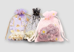 Patterned Organza Bags Organza Drawstring Bags Various Sizes & Colours | Karle Packaging