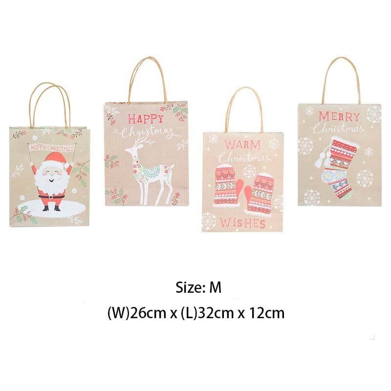 48pcs Medium Christmas Paper Bags with Handles 260x320x120mm