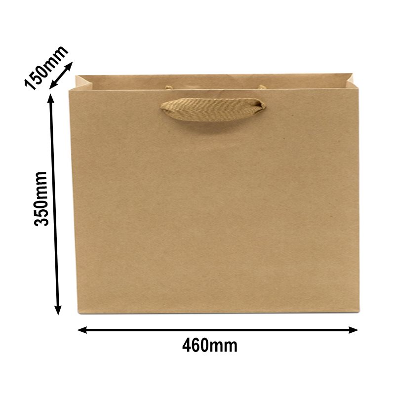 50pcs Brown Paper Bags with Cotton Handles 460x150x350mm