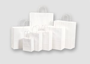 White Paper Bags with Twisted Handles -BORA-8 x 4 x 9H 50pcs /