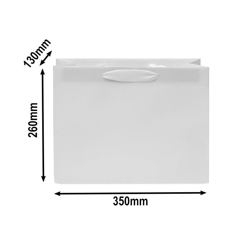 50pcs Matt White Laminated Paper Bags 350x130x260mm