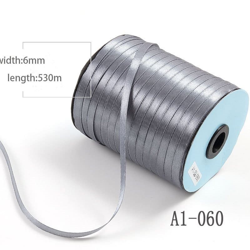 6mmx530M Gray Single Sided Satin Ribbon