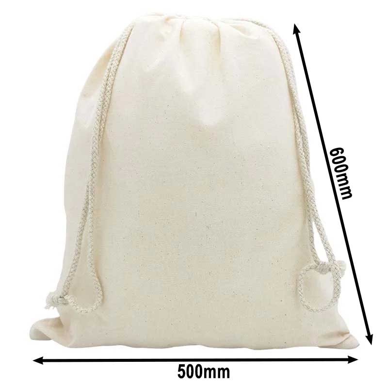 50pcs Large Calico Drawstring Bags 500x600mm