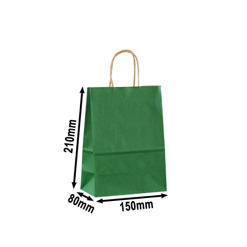 50pcs Mini Dark Green Paper Carry Bags 150x210mm