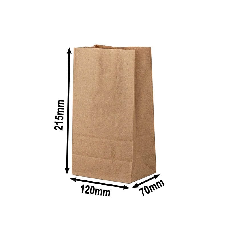 120x215x70mm Kraft Greaseproof Paper Bags Block Bottom - 300pcs