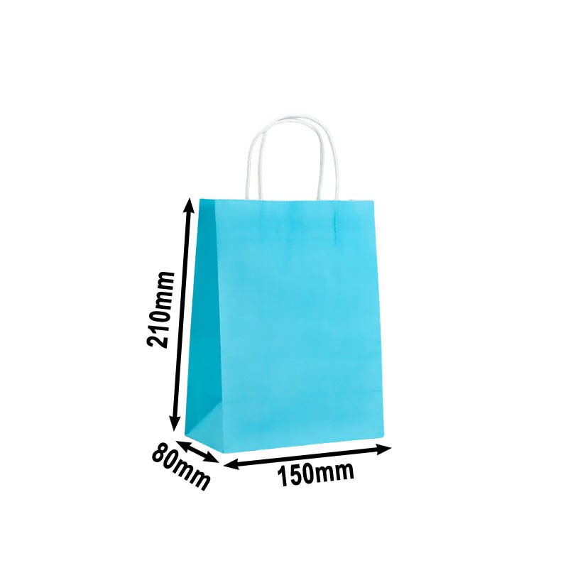 50pcs Mini Light Blue Paper Carry Bags 150x210mm