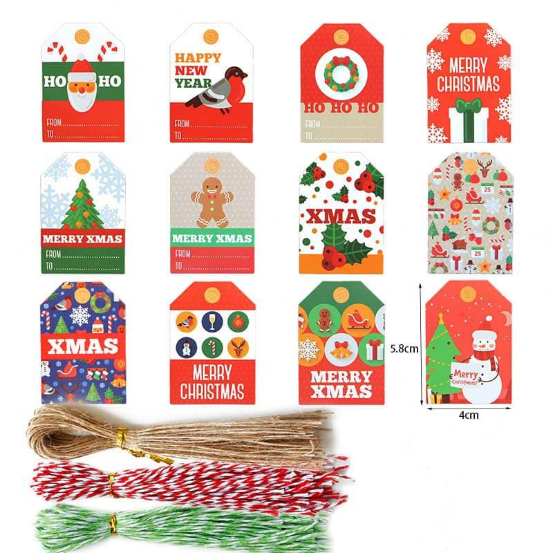 144pcs Mixed Patterns Christmas Gift Tags 40x58mm