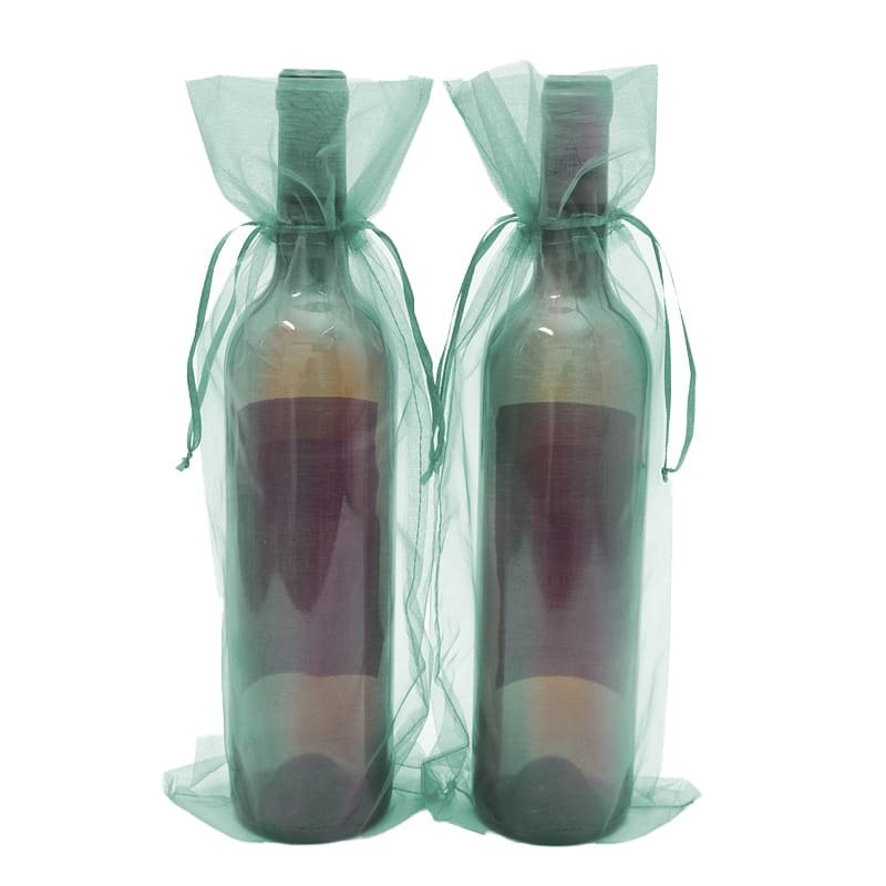 50pcs Green Organza Wine Bags 140x360mm
