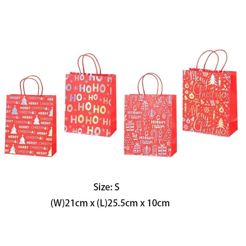 48pcs Small Christmas Paper Gift Bags with Handles 210x255x100mm