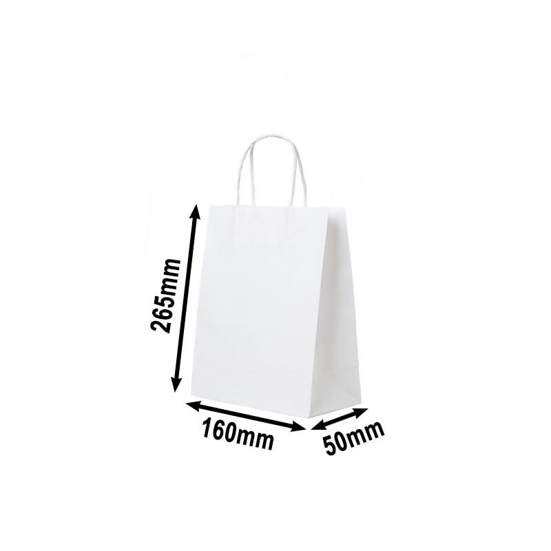 50pcs Mini White Paper Carry Bags 160x265mm