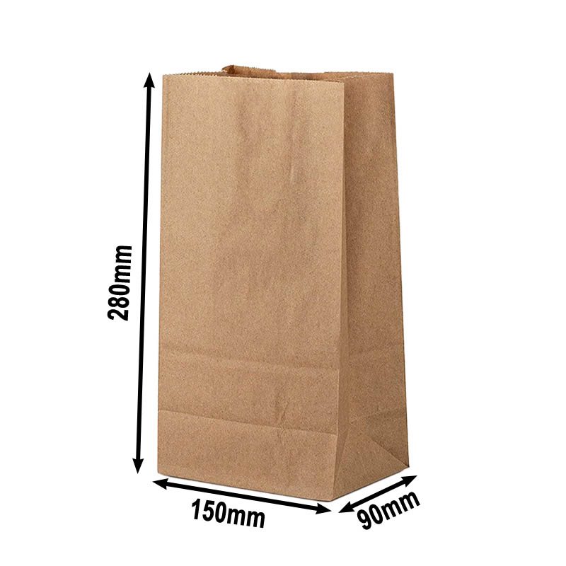 300pcs 150x280x90mm Grease Resistant Kraft Paper Food Bags Square Bottom