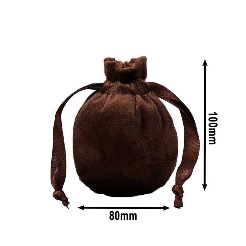 Luxury Felt Velvet Gift Pouches Dark Brown 80x100mm - 50pcs sku image