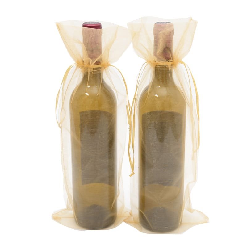 50pcs Gold Organza Wine Bags 140x360mm