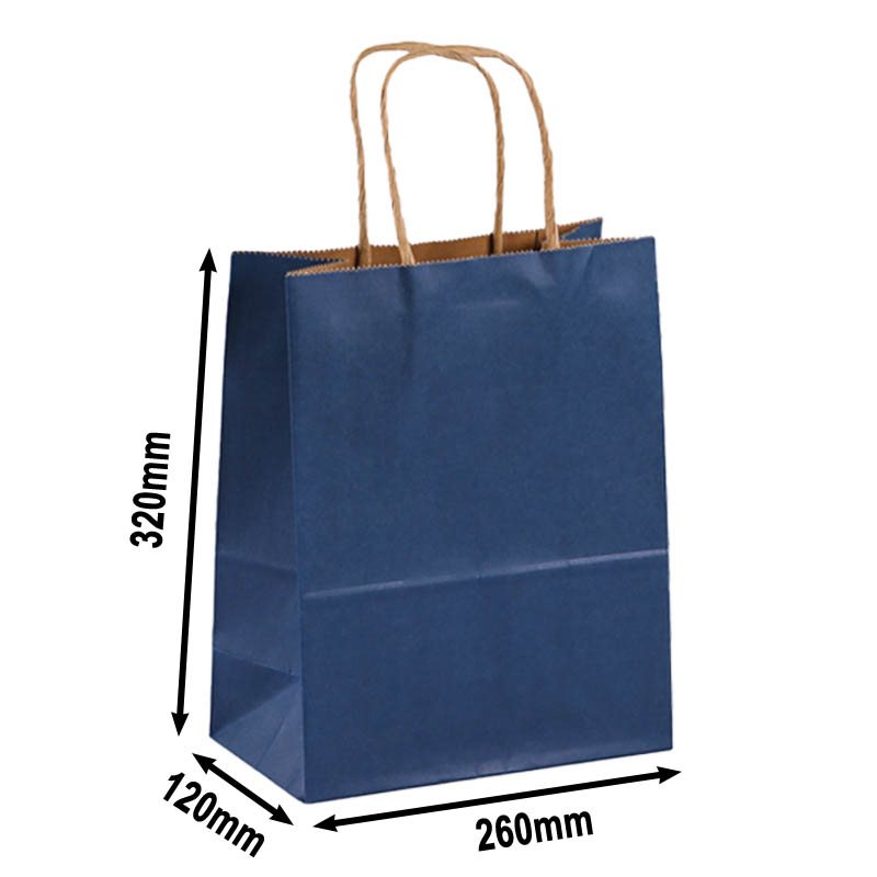 50pcs Medium Navy Blue Paper Carry Bags 260x320mm