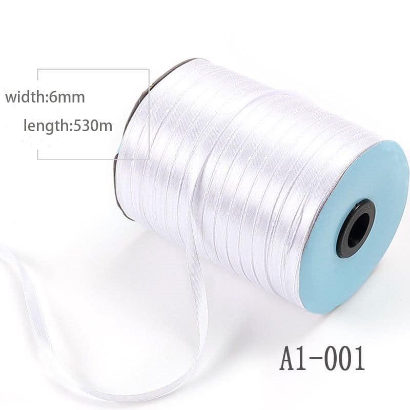 White Single Sided Satin Ribbon 6mmx530M sku image