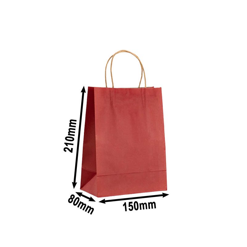 50pcs Mini Red Paper Carry Bags 150x210mm