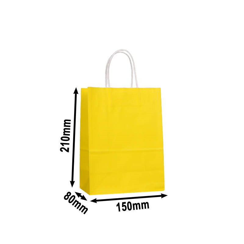 50pcs Mini Yellow Paper Carry Bags 150x210mm