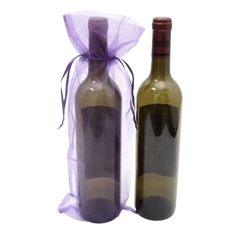 50pcs Light Purple Organza Wine Bags 140x360mm