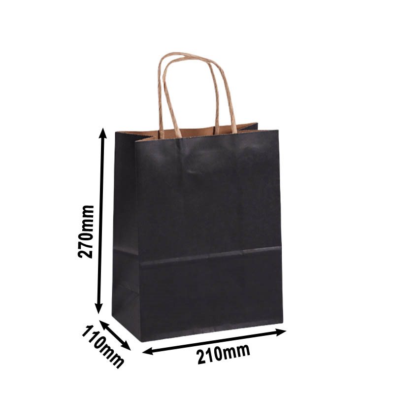50pcs Small Black Paper Carry Bags 210x270mm