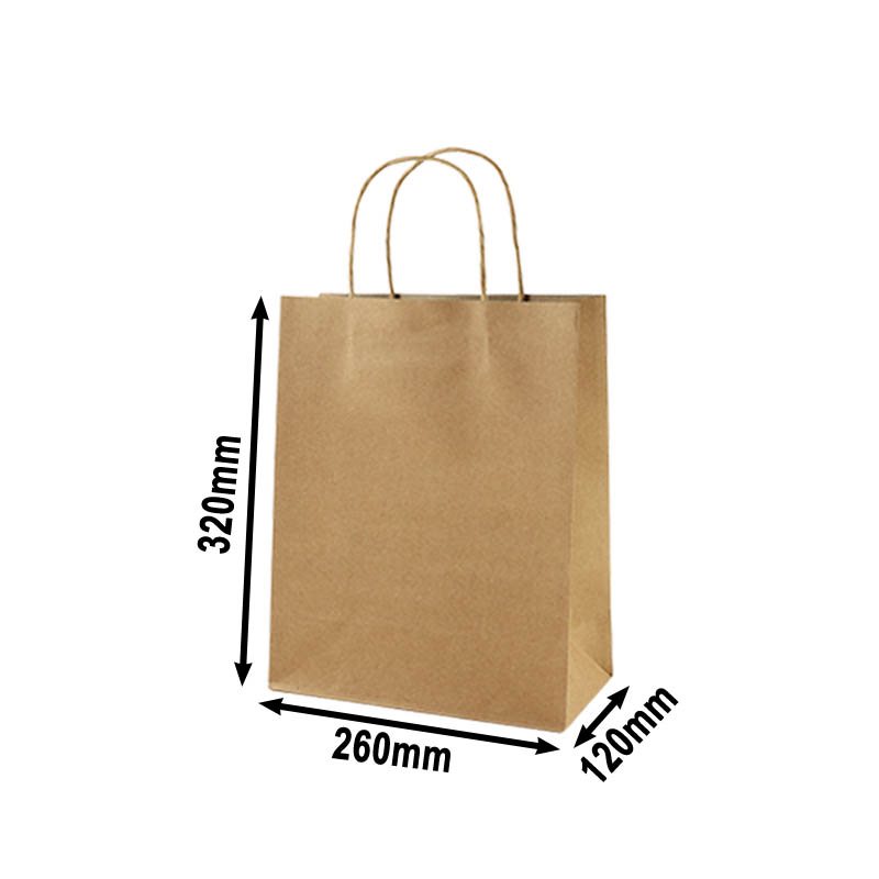 50pcs Brown Paper Carry Bags A4 Size 260x320mm