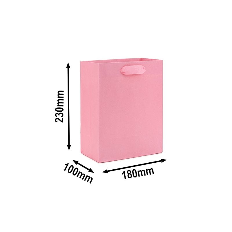 50pcs Matt Pink Laminated Paper Bags 180x100x230mm