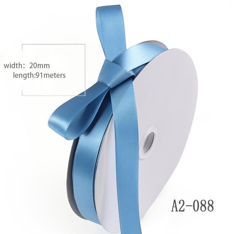 20mmx91M Blue Double Sided Satin Ribbon