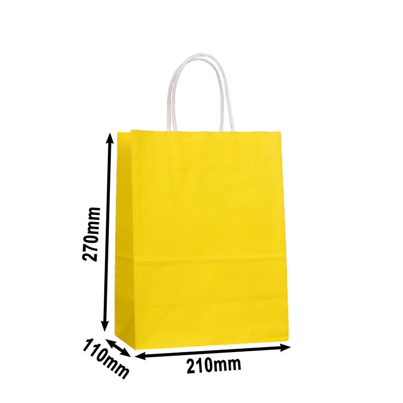 50pcs Small Yellow Paper Carry Bags 210x270mm