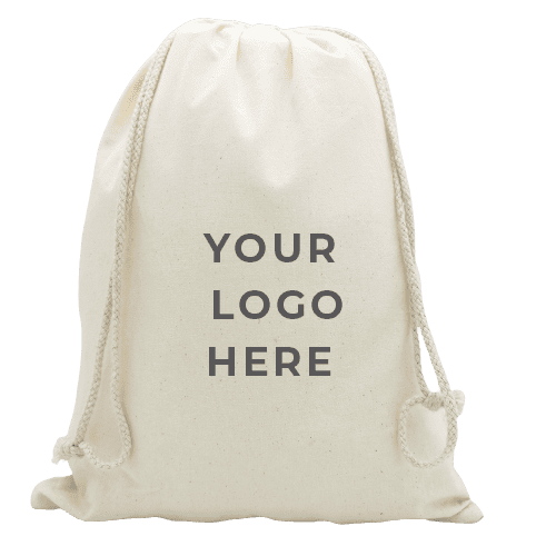Custom Printed Medium Calico Drawstring Bags 250×350mm - MOQ 100