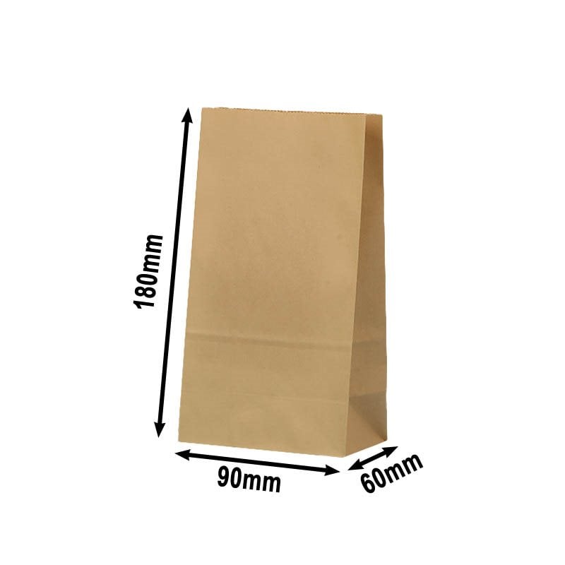 100pcs Small Brown Paper Gift Bags No Handles 90x180x60mm